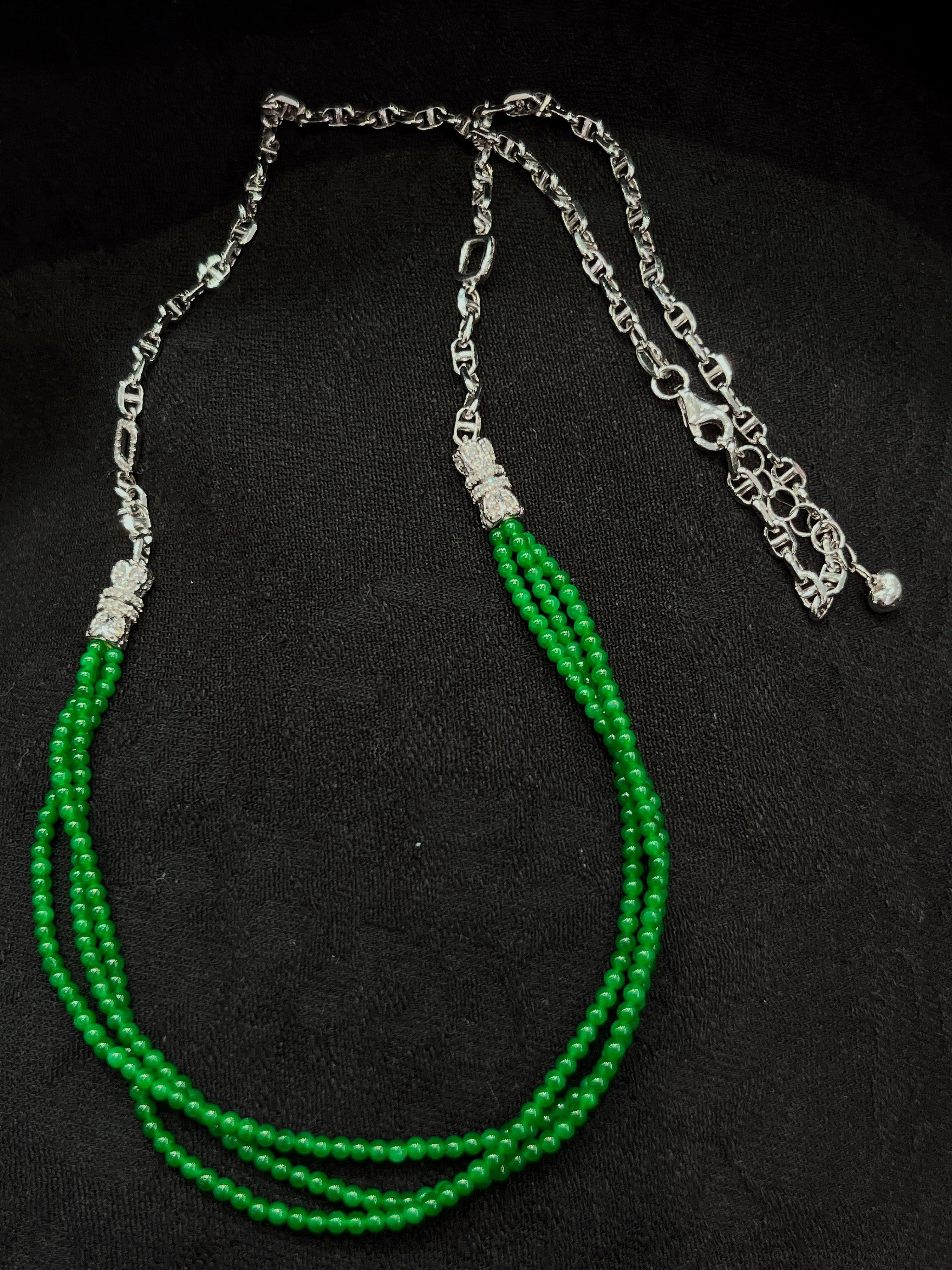  辣阳绿 小米珠 珠链   裸石2mm